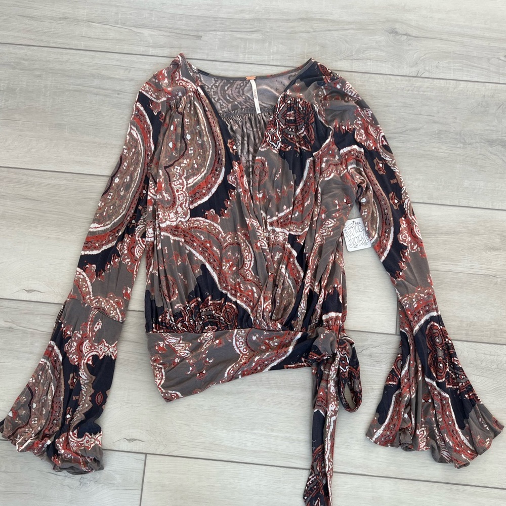 Free People fluted sleeve blouse
